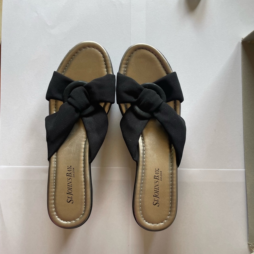 St. John's Bay Black Bow Slide Sandals